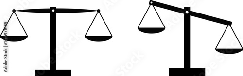 Scale icon. Vintage scale in balance and equilibrium. balance equality. representing law. fairness in legal contexts
