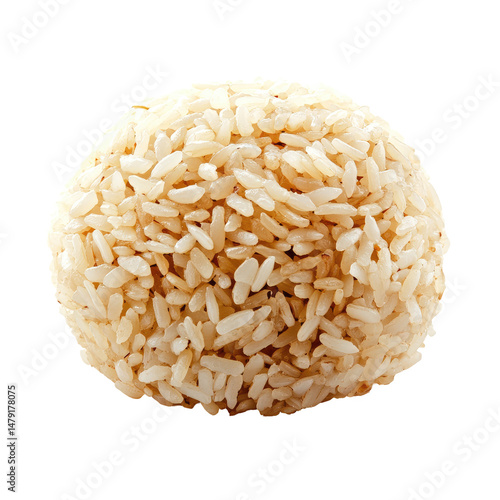 Round mound of cooked brown rice