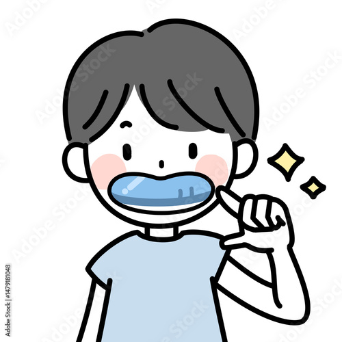小児矯正でマウスピースをする子供のイラスト