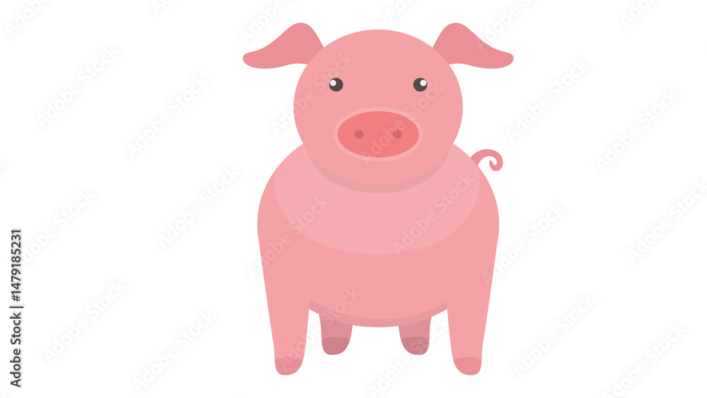 Naklejka premium Cute Pink Pig Illustration