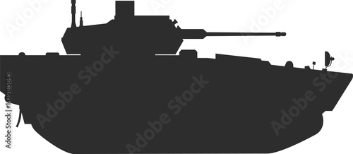 Icon of the modernized Polish Borsuk infantry fighting vehicle, side view icon, black silhouette.
