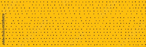 Repeating pattern of small dark marks on a yellow background.