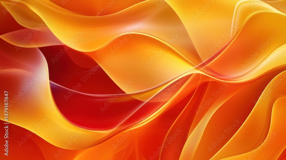 Fototapeta premium Abstract fiery orange and red wave forms