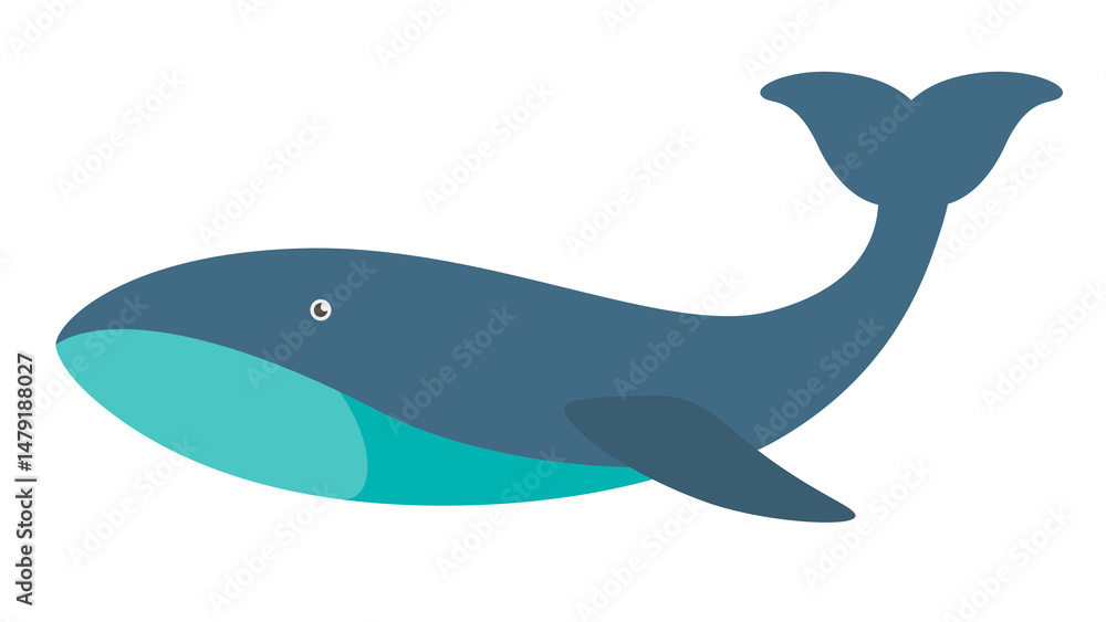 Fototapeta premium Cute Blue Whale Illustration