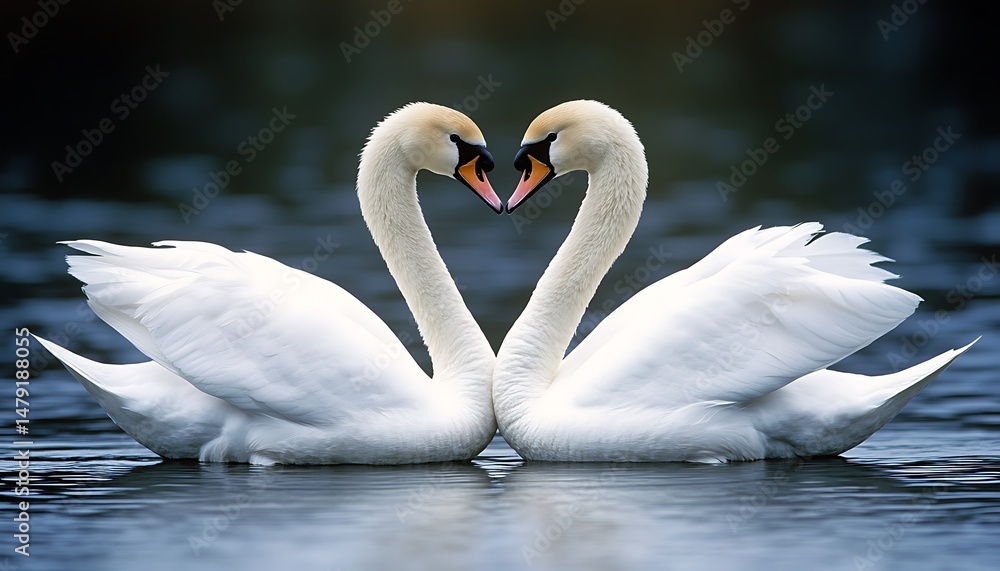 Obraz premium Swans Forming Heart Shape.