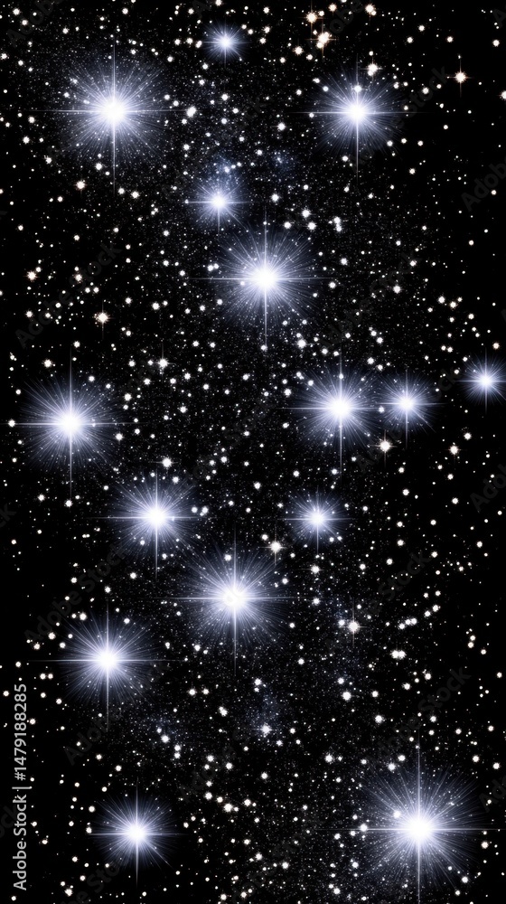 Fototapeta premium Pleiades Star Cluster Deep Space View from Earth Telescopic Night Sky Astronomy Astrophotography Science Education and Exploration of the Universe