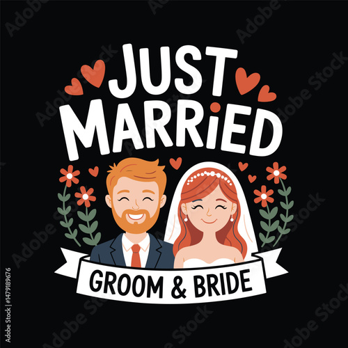 Bride and Groom Vector T-Shirt Design Art & Illustration