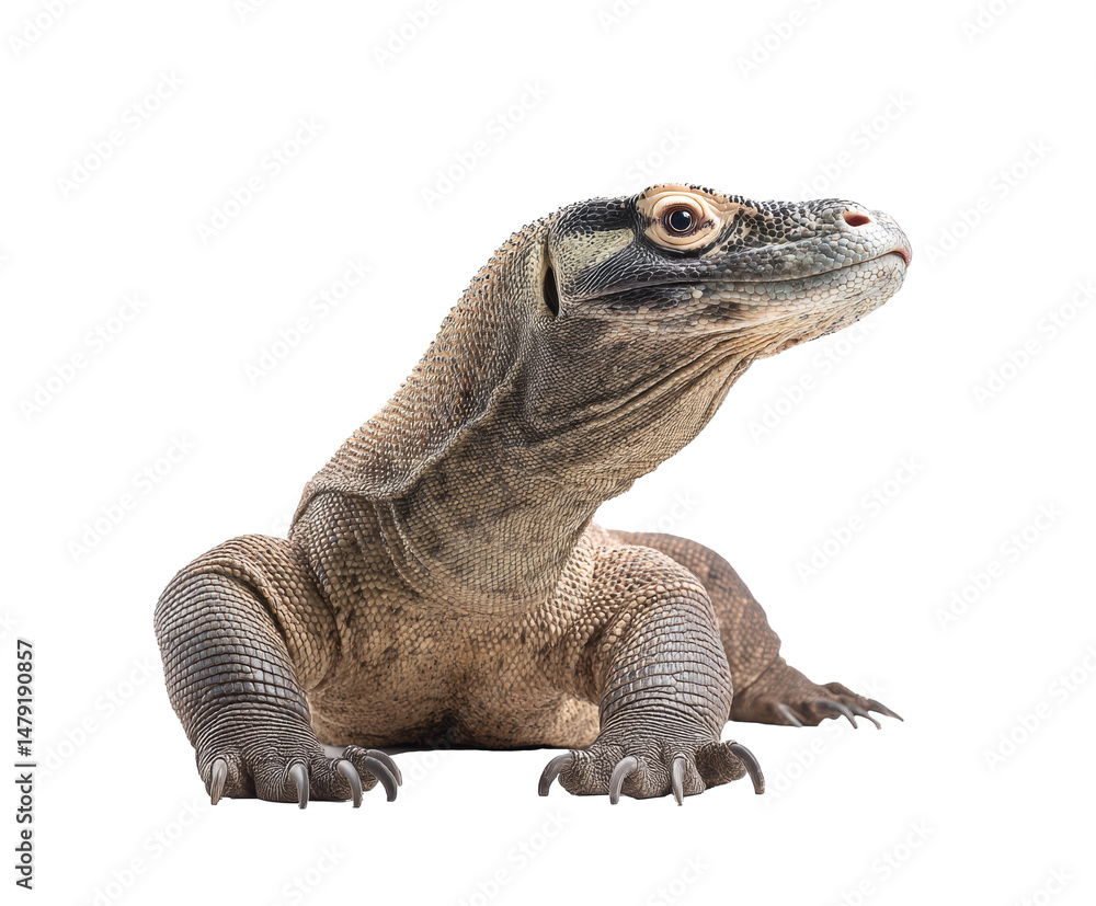 Fototapeta premium Graceful reptile with unique traits in natural light on a transparent background, cut out