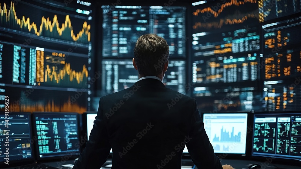Fototapeta premium Financial Analyst Observing Market Data