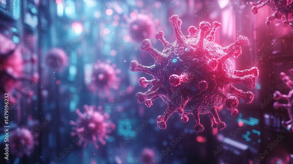 Obraz premium Microscopic View of Viral Particle