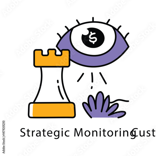 Strategic Monitoring Vector Filled Outline Style Icon. Eps 10 file
