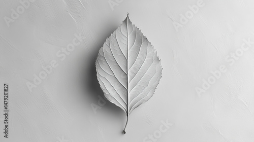 Monochrome leaf study on textured canvas