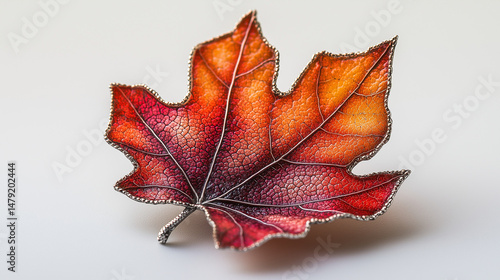 Radiant maple leaf brooch artwork