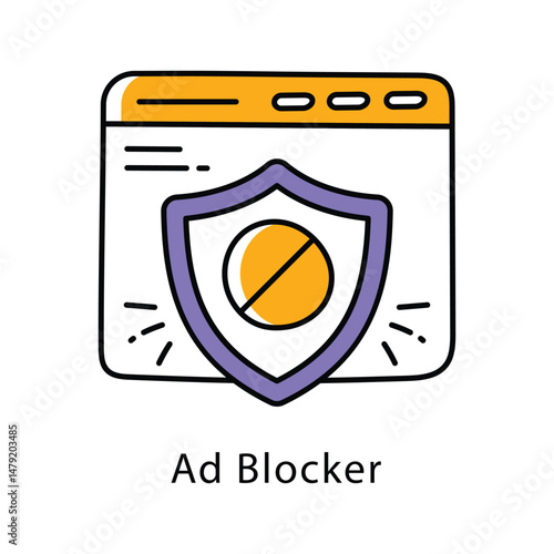 Ad Blocker Vector Filled Outline Style Icon. Eps 10 file