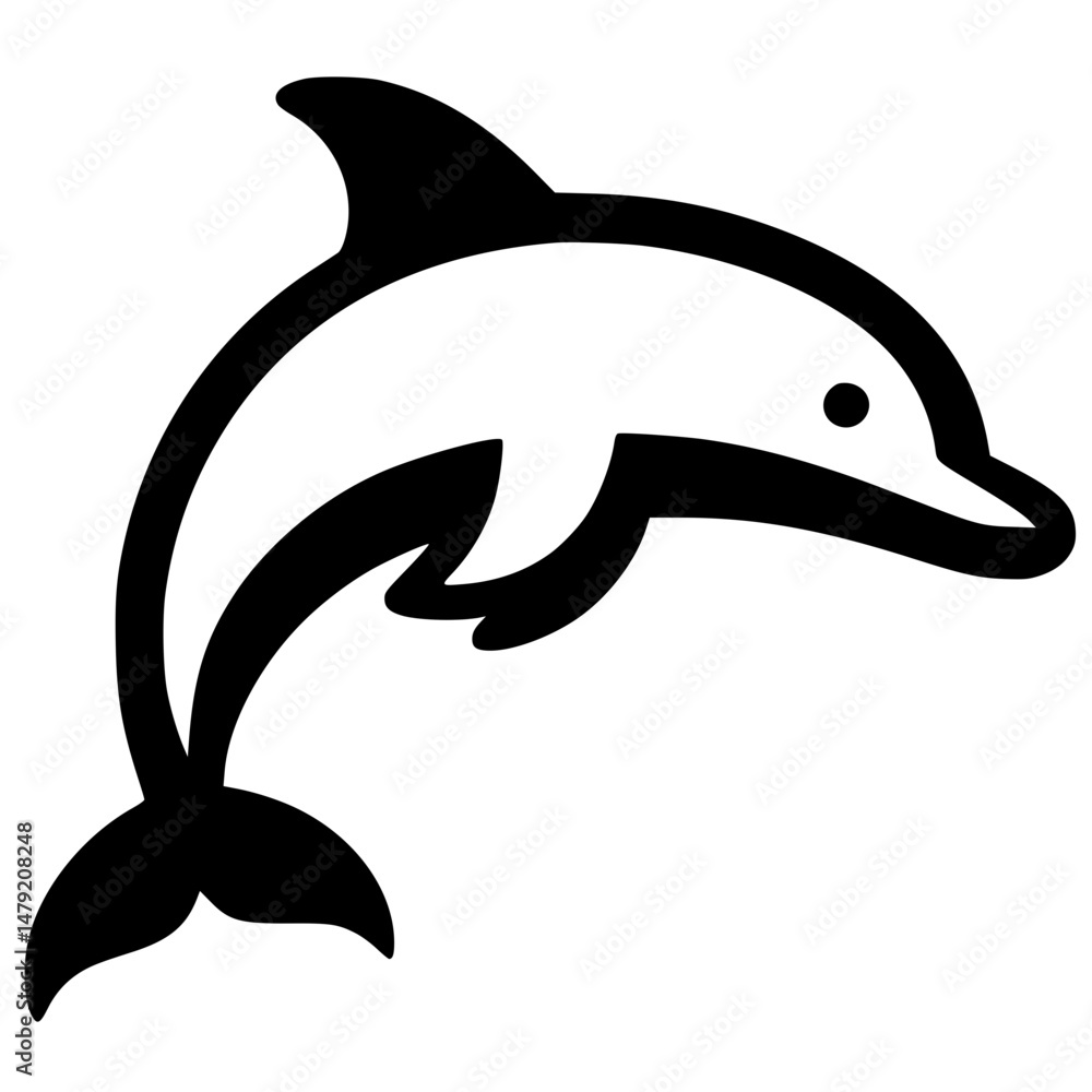 Obraz premium Silhouette of a baby dolphin
