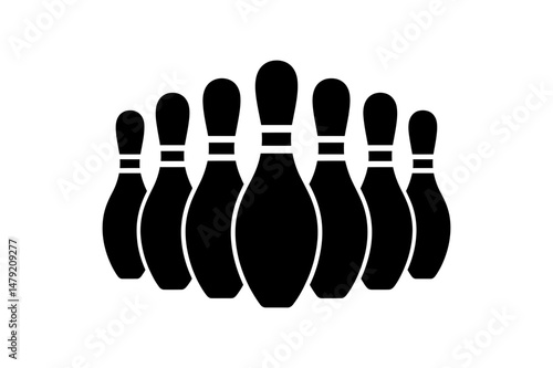 Bowling pins black and white vector illustration