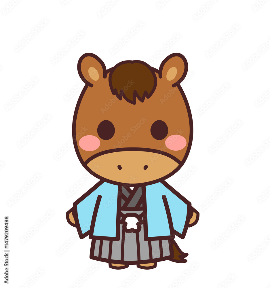 着物を着た馬のかわいいキャラクター イラスト素材 着物を着た馬のかわいいキャラクター イラスト素材