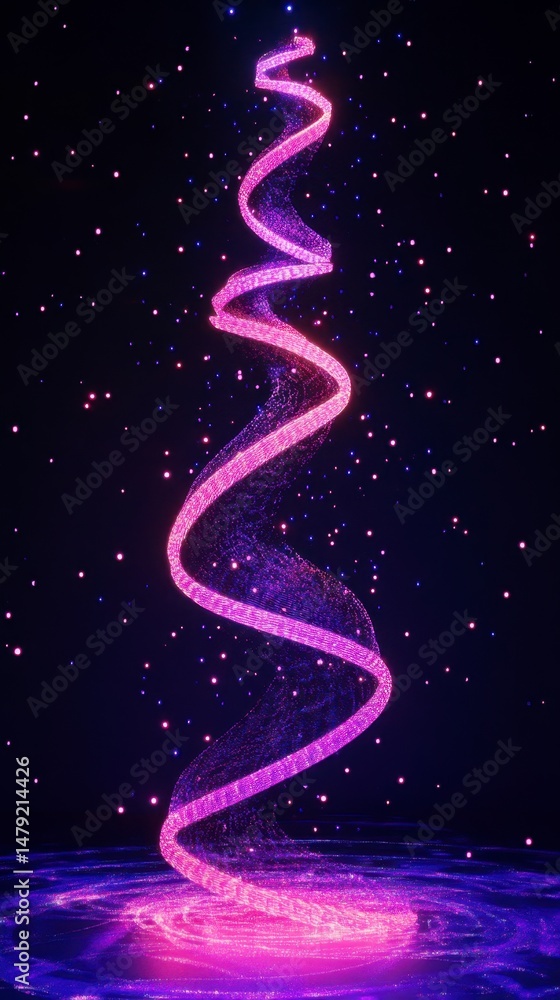 Obraz premium Spiraling Light Waves Creating a Vibrant Energy Effect in Space