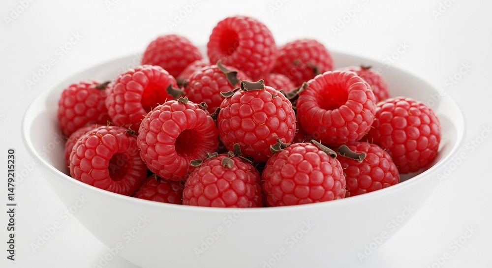 Brightly lit bowl overflows with plump juicy raspberries. AI Generated Brightly lit bowl overflows with plump juicy raspberries. AI Generated