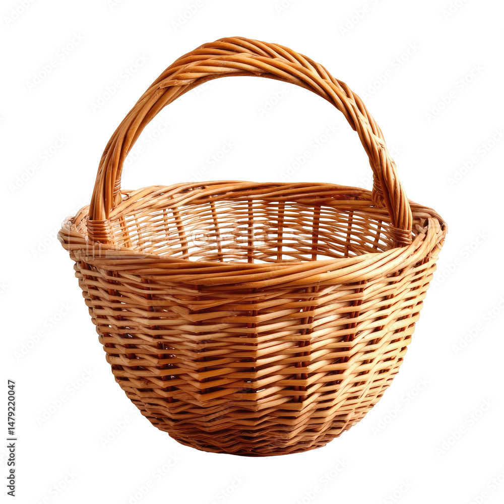 Obraz premium Empty wicker basket with handle (1)
