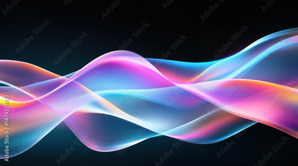 Naklejka premium Abstract Colorful Waves: A Symphony of Light and Color