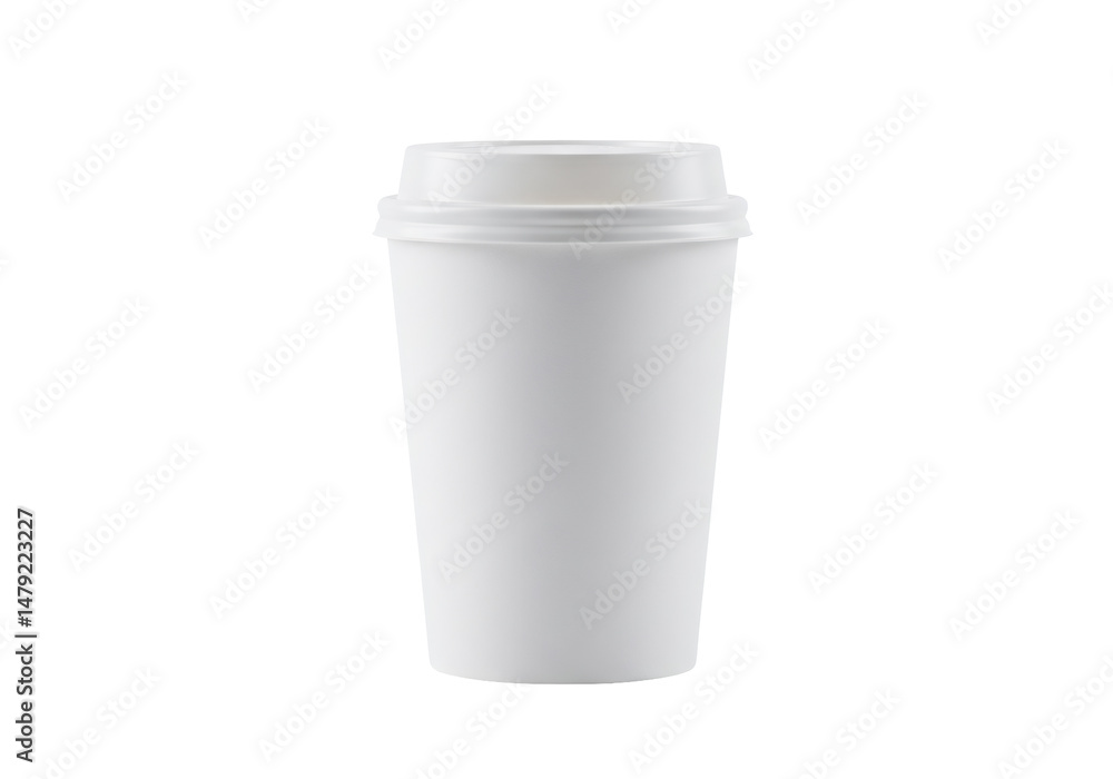 白いテイクアウトコーヒーカップ 白色の蓋付き 無地の背景に隔離されたシンプルなコップ カフェやレストランのホットドリンクサービス 白いテイクアウトコーヒーカップ 白色の蓋付き 無地の背景に隔離されたシンプルなコップ カフェやレストランのホットドリンクサービス