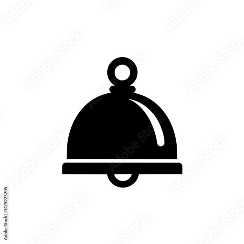 Classic bell service icon in black and white representing hospitality, hotel reception, or notification alert