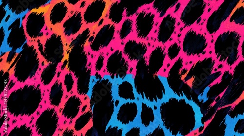 Vibrant, abstract leopard print pattern