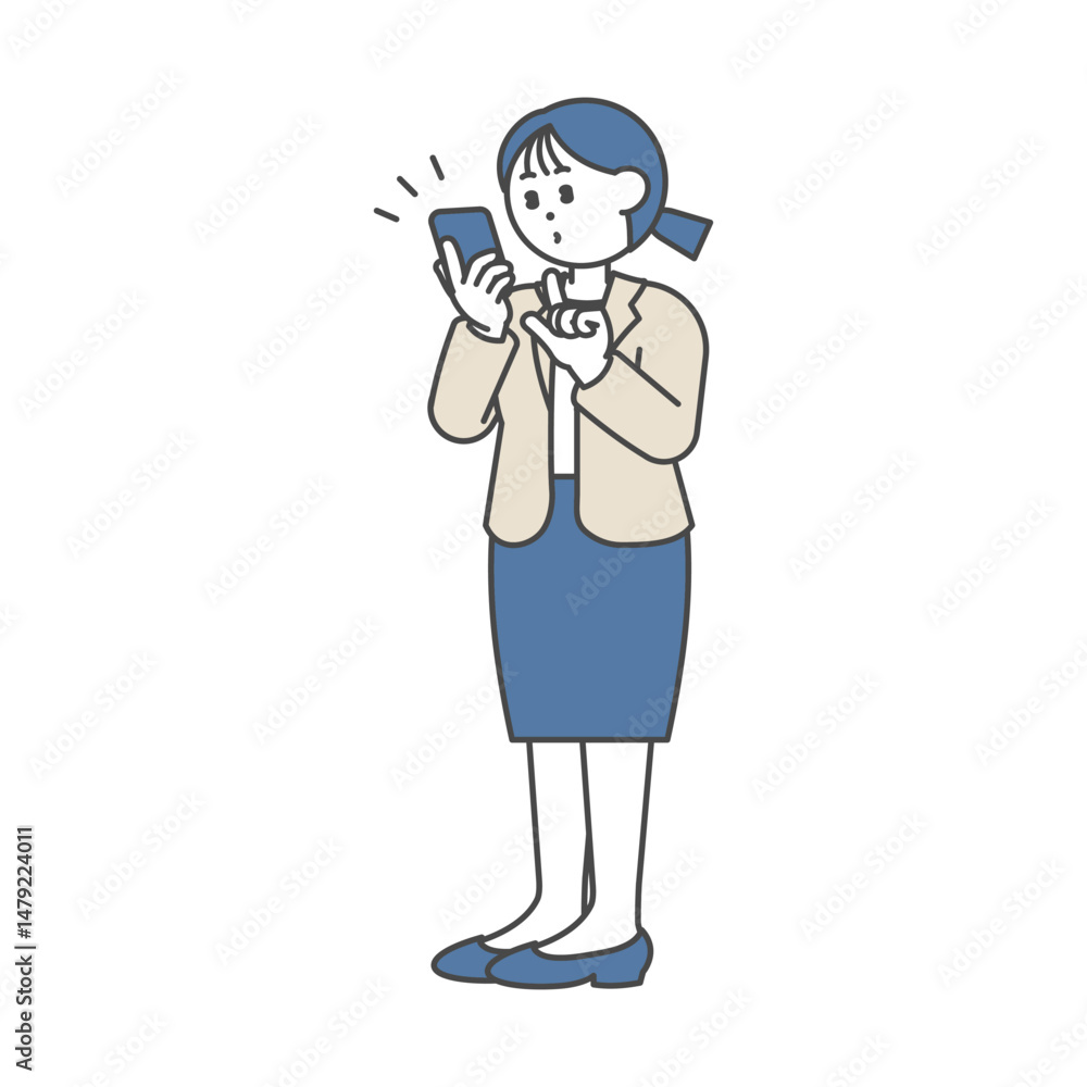 スマホをチェックするビジネス女性 スマホをチェックするビジネス女性