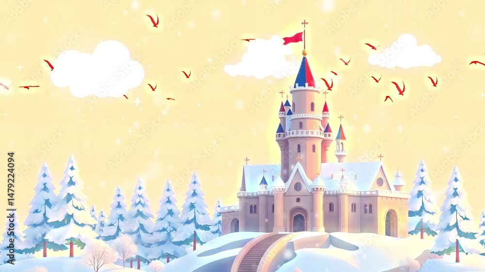 Birds eye view: Winter Wonderland Animated Castle Scene! Birds eye view: Winter Wonderland Animated Castle Scene!