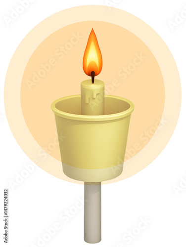 burning candle in a candlestick