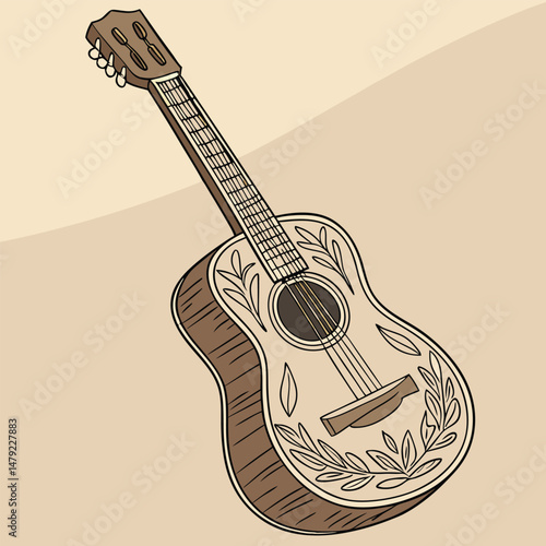 Guitars vector art illustration. Electric and acoustic, bass, Cartoon music instrument, rock jazz guitar silhouette, music band guitars set of different colors vector.