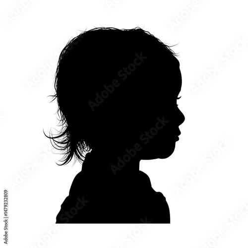 Silhouette of a little girl, side view, isolated – vector illustration