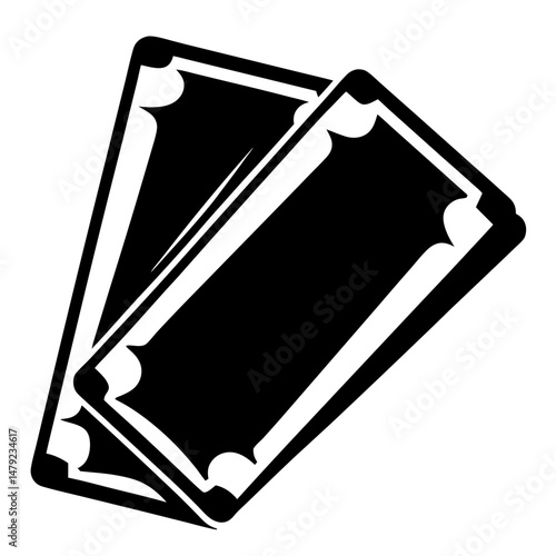 Two playing cards laying adjacent to each other in a black and white design