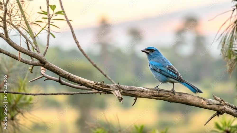 Vibrant Blue Bird Perched on a Branch: A Nature Photography Delight Vibrant Blue Bird Perched on a Branch: A Nature Photography Delight
