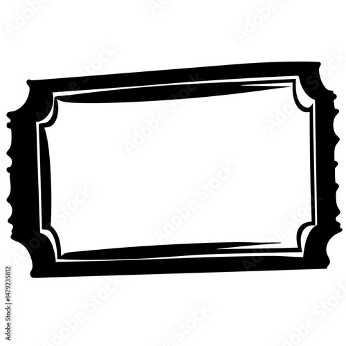 Ornate Rectangular Frame in Black and White with Vintage Style Edges
