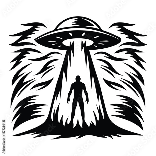 vector illustration of a alien abduction
