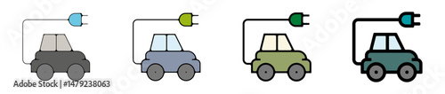 vehicule electrique voiture Icone pictogramme symbole signe environnement foret arbre nature couleur gras couleur