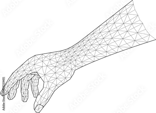 Wireframe Hand, Technology illustration.