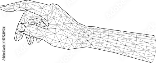 Wireframe Hand, Technology illustration.