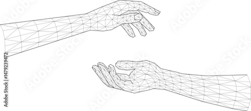 Wireframe Hand, Technology illustration.