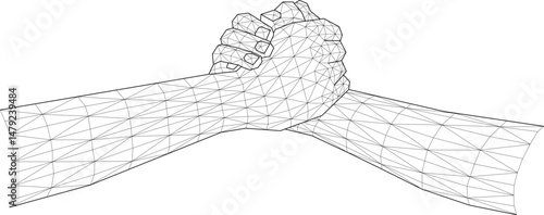 Wireframe Hand, Technology illustration.