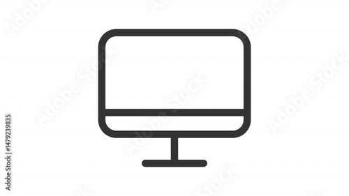 Computer monitor ui icon line animation. Modern PC screen. Equipped home office workplace. Internet technology animated user interface element isolated on white. HD video with alpha channel