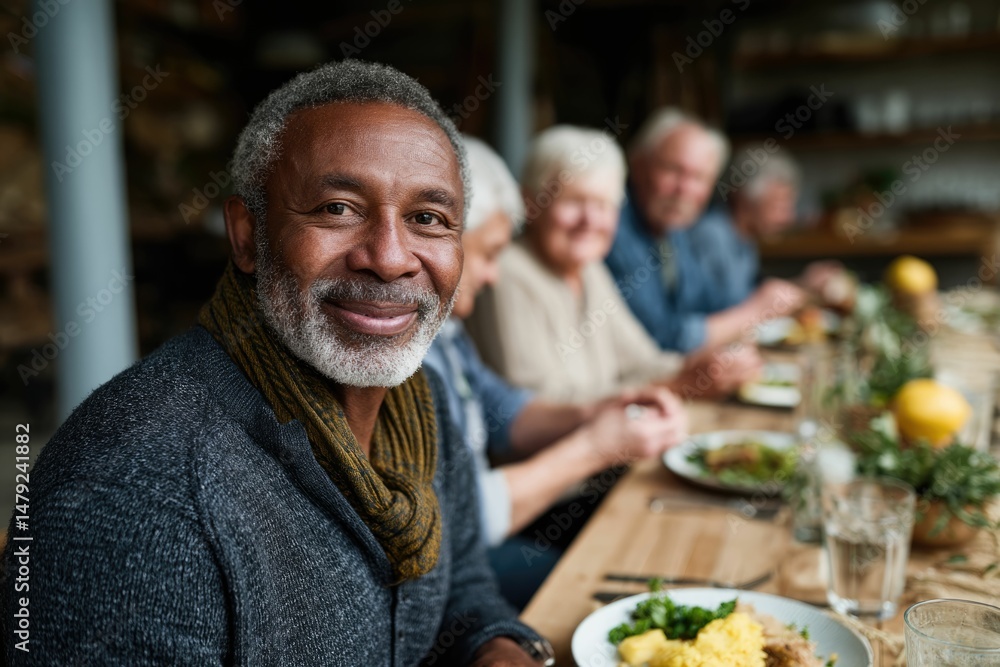 Smiling Senior at a Warm Autumn Gathering Smiling Senior at a Warm Autumn Gathering