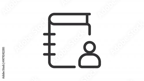 Contact book ui icon line animation. Collection of screen names. Keeping phone numbers and emails for communication animated user interface element isolated on white. HD video with alpha channel