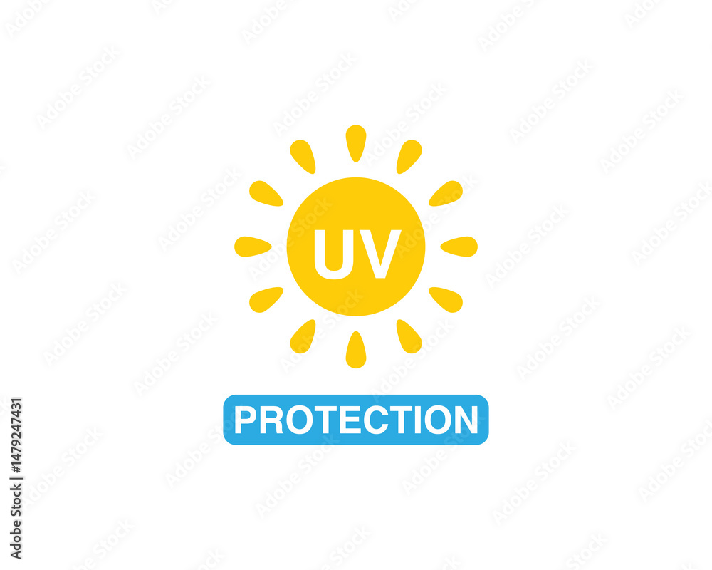 Fototapeta premium UV protection icon. Sun light ultraviolet logo. Uv rays protect icon. UV radiation icon. Spf cream, sunscreen spf, skincare sign. Sun uv protection icon. 