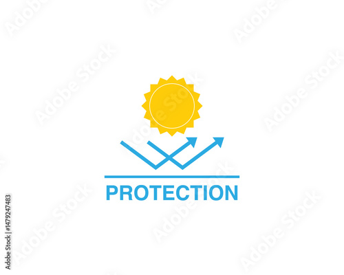 UV protection icon. Sun light ultraviolet logo. Uv rays protect icon. UV radiation icon. Spf cream, sunscreen spf, skincare sign. Sun uv protection icon. 