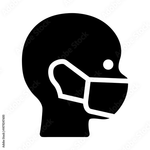face mask icon silhouette filled
