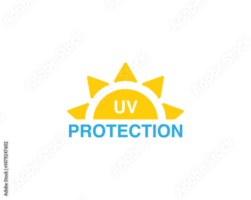 UV protection icon. Sun light ultraviolet logo. Uv rays protect icon. UV radiation icon. Spf cream, sunscreen spf, skincare sign. Sun uv protection icon. 