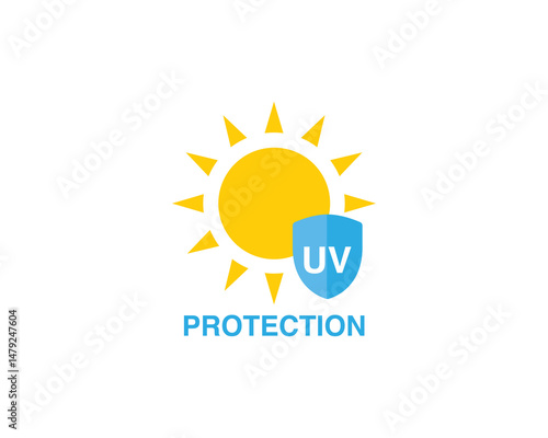 UV protection icon. Sun light ultraviolet logo. Uv rays protect icon. UV radiation icon. Spf cream, sunscreen spf, skincare sign. Sun uv protection icon. 